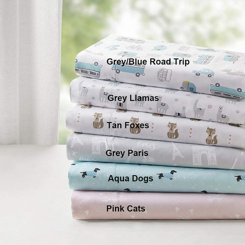Intelligent Design Microfiber Wrinkle Resistant, Soft Sheets with 12" Pocket Modern, All Season, Cozy Bedding-Set, Matching Pillow Case, Full, Novelty Grey Llamas
