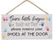 Mienno Since Little Fingers Touch Our Floor Please Remove Your Shoes at The Door Wood Hanging Sign, 7x14 inch Solid Wood Plank Hanging Sign, Decorative Wood Sign with Sayings, Entrance Corridor Sign