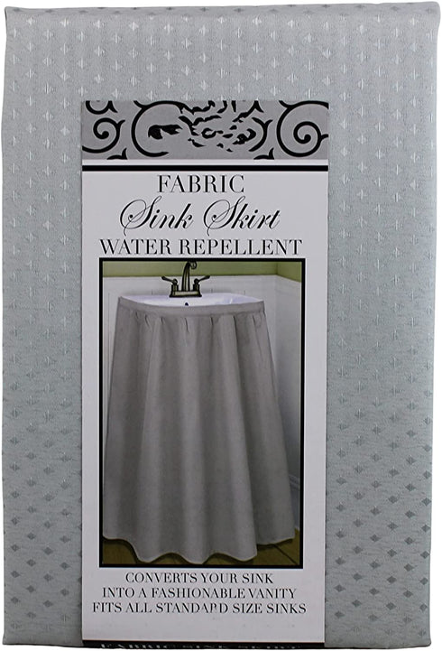 Fabric Sink Skirt Diamond Mosaic Stitch Platinum Silver Grey