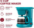 Holstein Housewares - 5-Cup Compact Coffee Maker, Teal - Convenient and User Friendly with Auto Pause and Serve Functions,HH-0914701E