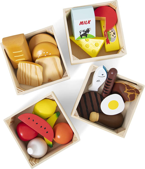 Melissa & Doug Food Groups - 21 Wooden Pieces and 4 Crates