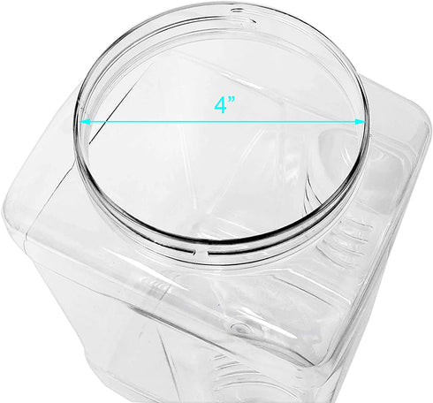 ljdeals 1 Gallon Clear Plastic Storage Containers Grip Jars, Wide Mouth Square Canisters, Pack of 2, BPA Free, Food Safe, Made in USA