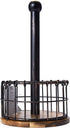 Pfaltzgraff Anvil Wire And Acacia Wood Paper Towel Holder, 13.25-Inch, Antique Black