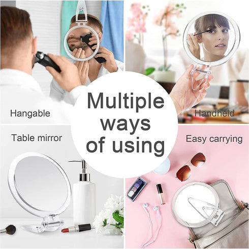 Handheld 20x Magnifying Mirror with Folding Handle, Portable Hand Mirror with Magnification for Makeup/Travel, Double Sided, Round, 6"