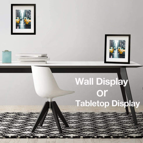 Picture Frame 10x12 Black Picture Frames Set of 2, Display Pictures 7x9 with Mat or 10x12 Without Mat, Solid Wood Photo Frames for Wall or Tabletop Display,Black