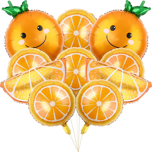 10 Pieces Orange Citrus Foil Balloon Cartoon Fruit Aluminum Foil Balloons Jumbo Birthday Tangerine Balloons for Little Cutie Baby Shower Summer Citrus Themed Boy Girl Birthday Party Decor Supplies