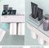 Magnetic Toothbrush Holder Wall Mount Electric Toothbrushes Slots Cosmetic Organizer and Drawer with Phone Holder