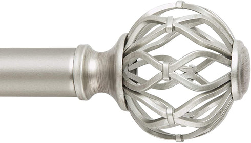 SnugSet | Quick Easy Installation | No Tools Option | 72"-144" Adjustable | 1" Dia. Durable Steel Rod | 4 Brackets Included | Supports Heavy Fabrics | Decorative Nickel Cage Ball Finial