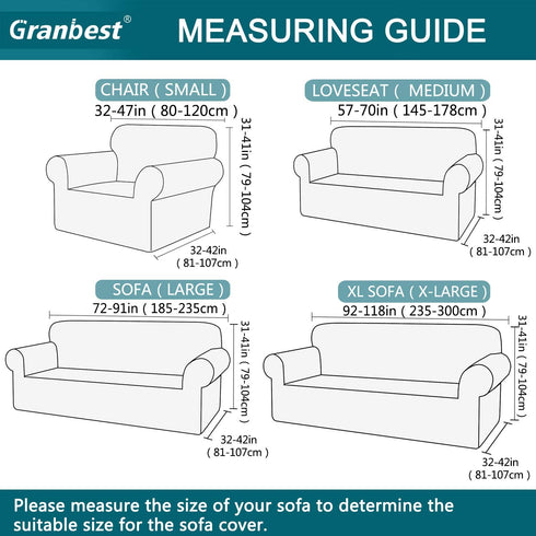 Granbest Modern Couch Cover Stylish Pattern Sofa Covers for 3 Cushion Couch Durable Furniture Protector 1-Piece Sofa Slipcover with Non-Slip Foam Elastic Bottom(Large, Gray)