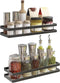 PINNIYOU Spice Rack Wall Mount Organizer, 14" Hanging Black Spice Organizer Shelf, Farmhouse Seasoning Organizer, Space-Saving Spice Shelves Holder for Kitchen, Flexible Bathroom Organizer(2 Pcs)