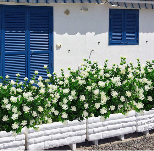 AITISOR Artificial Flowers, Fake Outdoor UV Resistant Plants Faux Plastic Greenery Shrubs Indoor Outside Hanging Planter Home Kitchen Office Wedding, Garden Decor(White)