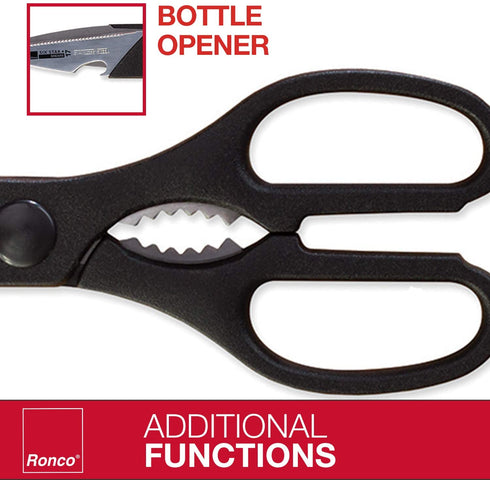 Ronco Poultry Shears, Stainless-Steel Kitchen Scissors, Full-Tang Handle, Dishwasher Safe Kitchen Shears, Cut Chicken, Turkey, Herbs and More