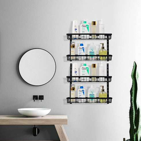 Spice Rack, Spice Rack Organizer Wall Mount, 4-Tier Stackable Hanging Spice Rack, Spice Shelf Storage, Floating Shelves Storage for Spice, Adjustable Spice Holder for Kitchen Bathroom Cabinet Pantry