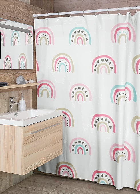 ScarJamFam Rainbow Shower Curtain 72" x 72"/ Easy to Clean Boho Shower Curtain/ Washable Kids Shower Curtain Rainbow Decor/ Cute Shower Curtains Boho
