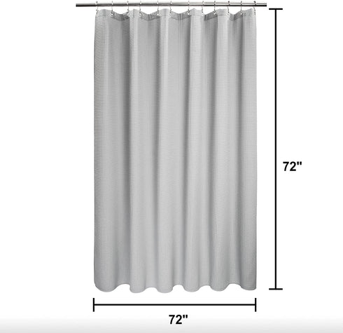 Cotton Blend Shower Curtain Honeycomb Waffle Weave, Grey Fabric Shower Curtains for Bathroom with Hotel Grade & Spa Style, Machine Washable - Lake Wanaka Gray, 72x72