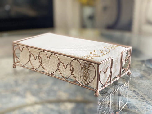Chez JuJu Rose Gold Elegant Sturdy Guest Napkin Holder | Disposable Paper Hand Towel Storage Tray Caddy | Premium Quality | Bathroom Kitchen Dining Table Wedding Party Hotel décor | Indoor Outdoor
