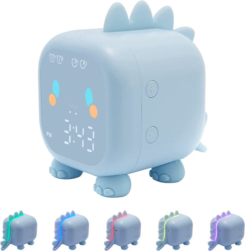 anmones Kids Alarm Clock, Toddler Dinosaur Sleep Trainer, Wake Up Night Lights for Girls Boys, Rechargeable Cute Digital Alarm Clocks