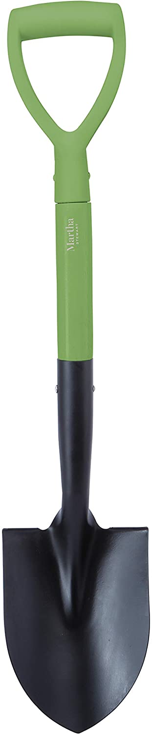 MARTHA STEWART MTS-MDS1 27-Inch Mini Round Pt. Digging Shovel w/8-Inch Heat-Treated Rust-Resistant Solid Steel Blade