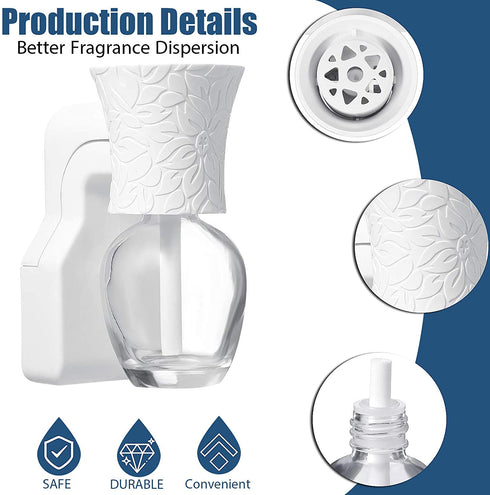 2 Pieces Wall Plug-in Diffuser Fragrance Plug with 4 Pieces Empty Bottles for Spreading Essential Oils Home Bathroom (White)