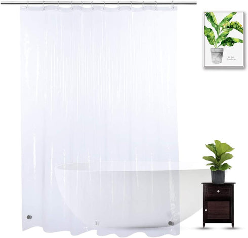 Shower Curtain Liner 74 inches Long, EVA Heavy Duty Longer Bath Clear Shower Liner with 3 Strong Weighted Magnets, 100% Waterproof, Odorless, 70 x 74 inch
