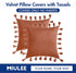 MIULEE Pack of 2 Velvet Soft Solid Decorative Throw Pillow Cover with Tassels Fringe Boho Accent Cushion Case for Couch Sofa Bed 20 x 20 Inch Orange