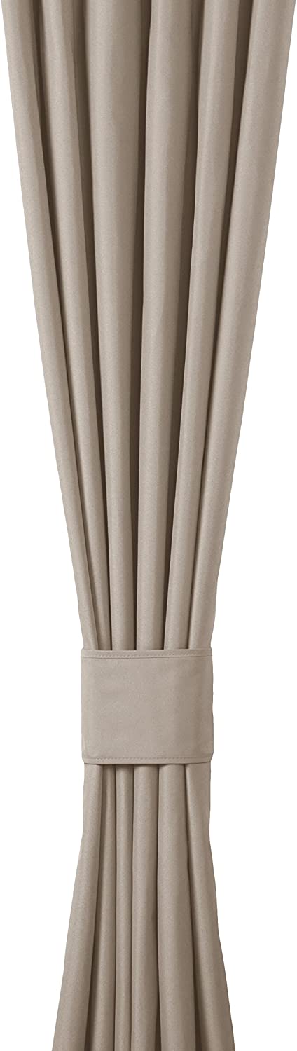 Amazon Basics Room Darkening Blackout Window Curtains with Tie Backs Set - 42 x 84-Inch, Beige, 2 Panels
