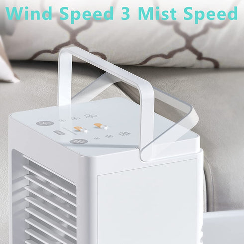 Portable Air Conditioner, Built-in 5000mAh Rechargeable Battery, 800 ML Water Tank, Personal Air Cooler with 3 Wind Speeds, 1/2/4/8H Evaporative Air Cooler for Home Office Bedroom