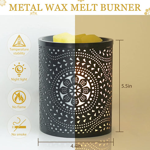 Bobolyn Electric Wax Melt Warmer Metal Wax Burner Wax Cube Melter Fragrance Warmer for Scented Wax & Essential Oil Burner (Lotus Carving)