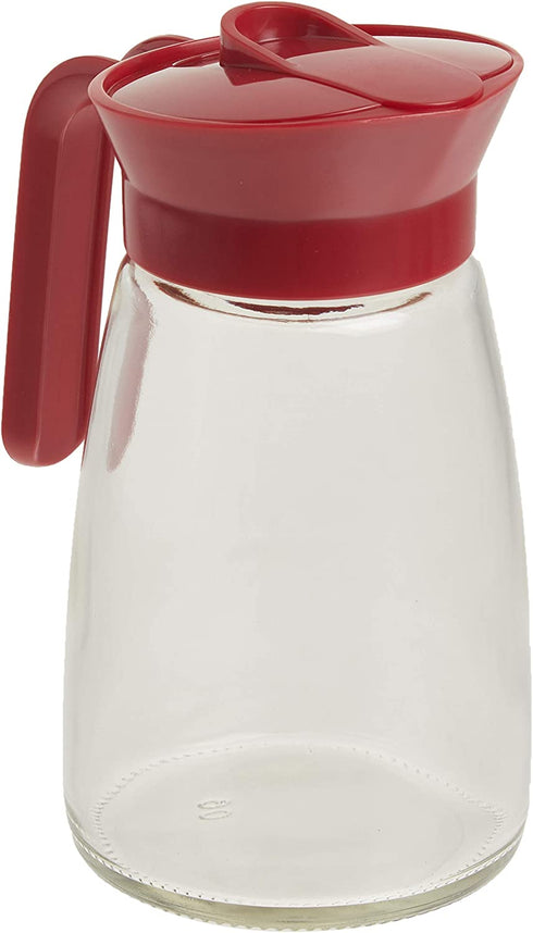 GoodCook 12 oz. Glass Syrup Dispenser with Lid, Clear/Red