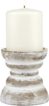 Stonebriar Antique White Wooden Pillar Candle Holder, Vintage Seaside Pillar Stand for Dining Table Centerpiece, Coffee Table, Mantel, Or Any Table Top, Small