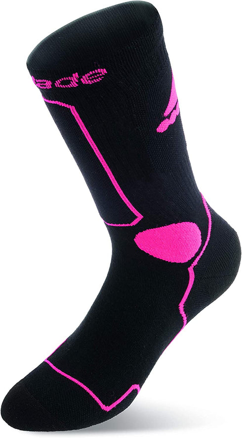 Rollerblade Performance Women's Socks, Inline Skating, Multi Sport, Black and Pink, Size Large