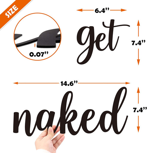 Qmetalart Bathroom Wall Decor Metal Letters for Home Black Words Signs Wall Decorations Get Naked for House Warming, Wedding, Anniversary and Bridal Shower Gifts