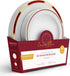 Laura Stein Designer Dinnerware Set | 32 Disposable Plastic Party Plates | Plates with Burgandy Rim & Gold Accents | Includes 16 x 10.75" Dinner Plates + 16 x 7.5? Salad Plates | Venetian