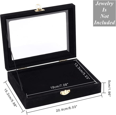 OLYCRAFT Velvet Pin Display Box Cabinet Brooch Collection Display Case with Clear Window Velvet Badges Display Box Disney, Hard Rock, Badges Collectible Pins and Medals - Black