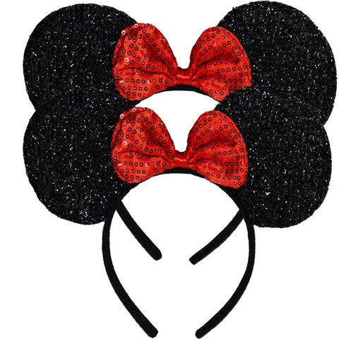 FANYITY Mouse Ears Headbands Sequin Hair Band for Girls Women Boys Party, 3 Pieces