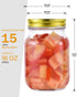 16 oz Mason Jars With Lids Regular Mouth 15 Pack-16 oz Glass Jars with Lids,Bulk Pint Clear Glass Jars For Meal Prep, Food Storage With 20 Labels (Gold Lids)