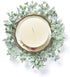 Feirui Pillar Candle Rings Set of 3, Frosted Boxwood Round Wreath Artificial Wreath Green Leaves Wreath Christmas Holiday Parties and Home Decor
