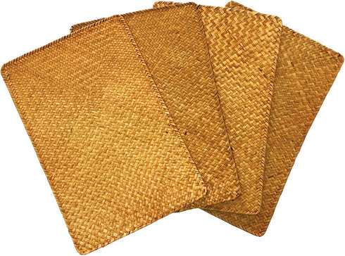 Set of 4,Natural Seagrass Place Mat, 17"X12",Hand-Woven Rectangular Placemats (Brown, 45*30)