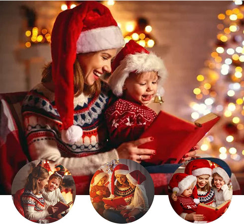 2 pcs Santa Hats Red Fluffy Christmas Santa Hat for Adults Men Women with Plush Brim and Comfort Liner for Plush Christmas Santa Hat Xmas Hat Holiday for Adults Unisex Santa Hat For Party Supplies
