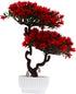 DOITOOL Artificial Potted Plant Fake Guest-Greeting Pine Bonsai Tree Ornament for Desktop Display Home Office Indoor Decor (Red)