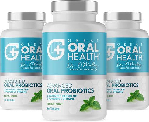 Chewable Oral Probiotics for Mouth — Bad Breath Treatment Supplement - Oral Care Tablet with BLIS K12 M18 — Dentist Formulated 60 Lozenge Mint Flavor eBook Included (3 Pack)
