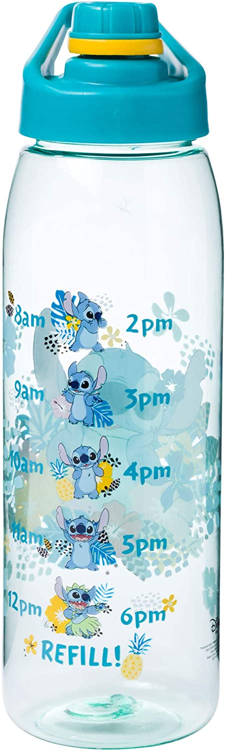 Silver Buffalo Disney Lilo and Stitch Tropical Refill Times Tritan Water Bottle, Screw Top Lid, 28 Ounces