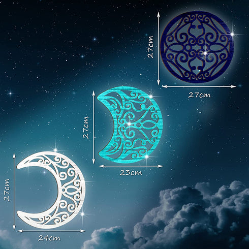 5 Pieces Moon Phase Wall Decor Boho Wood Moon Appearance Wall Art Decorations Hanging Nordic Bohemian Moon Interior for Living Room Bedroom Apartment Home
