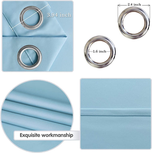 DWCN Blackout Curtains Room Darkening Energy Saving Thermal Insulated Grommet Window Curtain for Bedroom Thick Drapes Panel 42 x 45 Inches Long, 2 Panels Light Blue