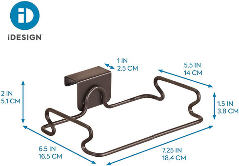 iDesign 34111 Classico Steel Over the Cabinet Plastic Bag Holder for Kitchen, Pantry, Bathroom, Dorm Room, Office, Bronze