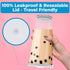 Planet Boba 24 oz Reusable Boba Cup w 5 Bonus Straws | Smoothie Cup with Straw | Leakproof Bubble Tea Cup | Lids and Straw | Boba Cup Reusable | Insulated Boba Tumbler | Boba Tea Cup, White