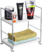 KINGBERWI 2-Tier Standing Storage Shelf Kitchen Bathroom Countertop Stackable Organizer Spice Rack Holder, Silver