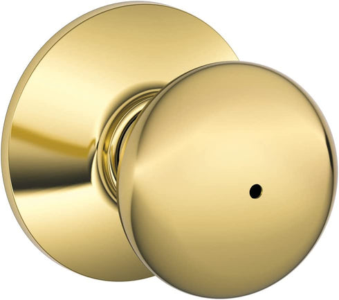 Schlage F40 PLY 605 Plymouth Door Knob, Bed & Bath Privacy Lock, Bright Brass