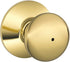 Schlage F40 PLY 605 Plymouth Door Knob, Bed & Bath Privacy Lock, Bright Brass