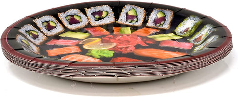 Sushi Party Supplies Tableware Set 24 9" Plates 24 7" Dessert Plate 24 9 Oz. Cups 50 Lunch Napkins for Let's Roll Japanese Sushi Fish Rice Soy Chinese New Years Parties Birthday Disposable Paper Goods